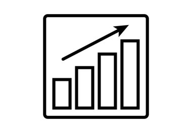 Siyah büyüyen çizelge simgesi.