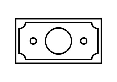 Beyaz arkaplanda siyah banknot simgesi