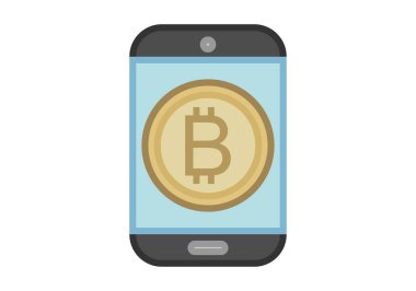 Altın bitcoin ile aydınlatılmış akıllı telefon ekranı
