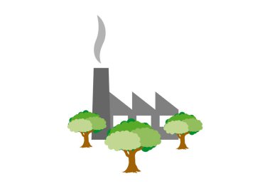 Ormanlar arasındaki sanayi fabrikası sürdürülebilir endüstriyi temsil ediyor.