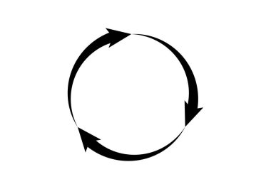 Yeniden kullanım ve geri dönüşüm için siyah daire ok simgesi