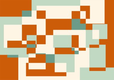 Açık mavi, kırmızı, yeşil ve beyaz dikdörtgen ve kare şekillerin soyut arkaplanı