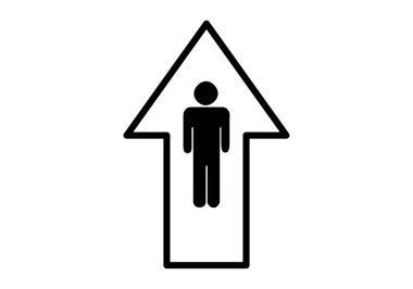 Kişisel gelişim kişisi olan siyah ok simgesi