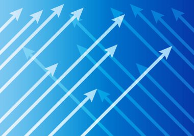 Mavi eğimli arkaplanda yükselen mavi oklar