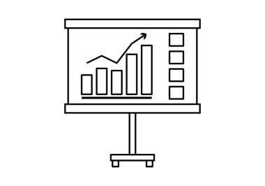 Büyüyen kâr tablosu olan siyah karatahta simgesi