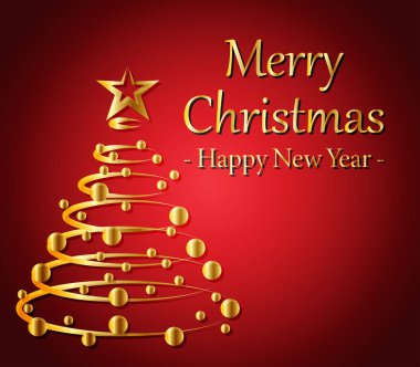 Kırmızı Noel 'i altın Noel köknarı ya da çam ağacı ile selamlıyorum. Mutlu Noeller ve mutlu yıllar..