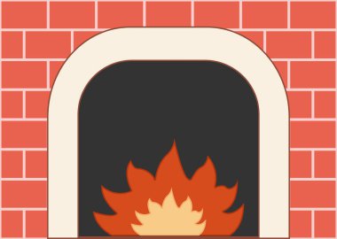 Alevli tuğla şömine.