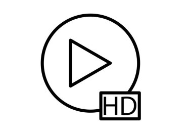 Yüksek çözünürlüklü veya HD video siyah simgesi