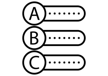 Birden fazla seçeneği olan siyah simge a, b veya c