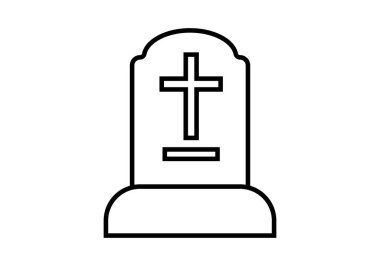 Mezar taşında haç olan siyah mezar simgesi