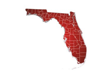 Florida 'nın kırmızı politik haritası.