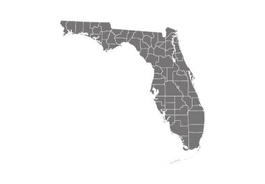 Beyaz arkaplanda Florida 'nın gri haritası