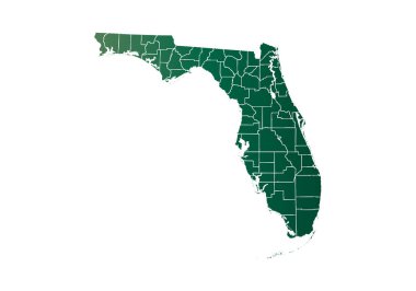 Beyaz arkaplanda Florida 'nın yeşil haritası