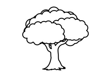 Beyaz arkaplanda siyah yapraklı ağaç simgesi