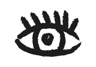 Siyah fırça darbesiyle çizilmiş kirpikli göz