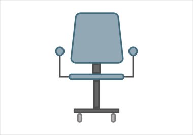 Beyaz arka planda grimsi mavi ofis koltuğu