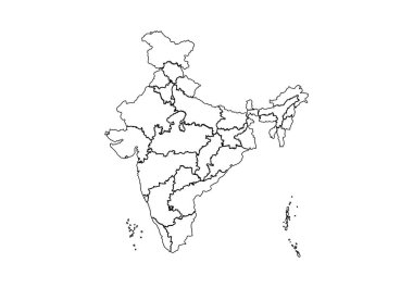 Siyah çizgili Hindistan haritası