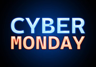 Mavi ve kırmızı neon renkli Siber Pazartesi tabelası