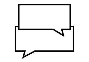 İki dikdörtgen konuşma baloncuğunun siyah simgesi