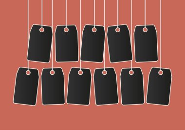 Kara Cuma arkaplanındaki siyah boş fiyat etiketleri