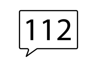 Acil numarası 112 olan siyah konuşma balonu simgesi