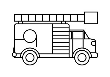 Beyaz arkaplanda siyah itfaiye aracı simgesi