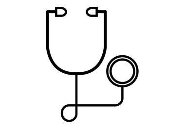 Beyaz arka planda doktorun steteskopunun siyah simgesi