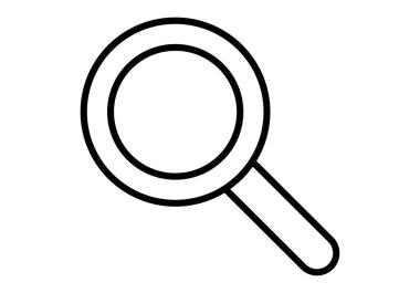 Beyaz arkaplanda siyah büyüteç simgesi