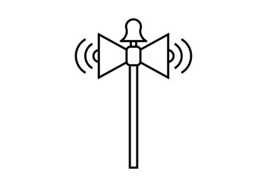 Black siren icon to warn with bell and horn clipart