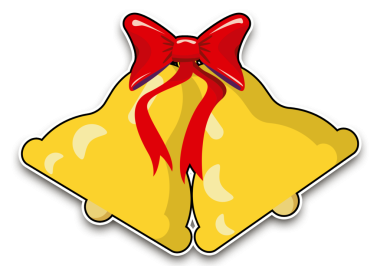 Kırmızı fiyonklu iki sarı çanın çıkartması