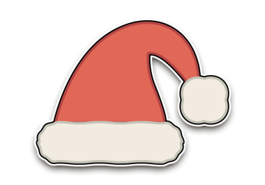 Beyaz arka planda Noel Baba şapkası etiketi