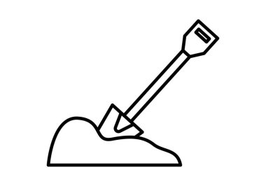 Toprak yığınını kazan kürek simgesi