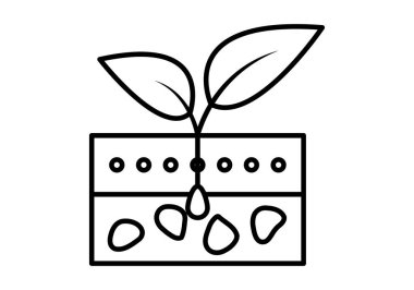 Toprakta tohum olan bitkinin siyah simgesi