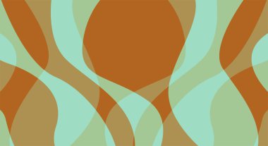 Mavi-yeşil ve turuncu renkli kavisli parçalarla soyut arkaplan