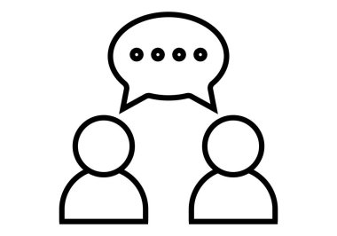 Konuşma baloncuğuyla konuşan iki kişinin simgesi