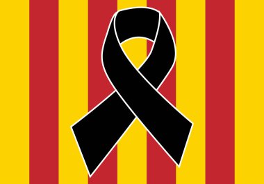 Valencia flag with black mourning ribbon for the DANA natural disaster clipart