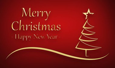 Kırmızı arka planda Altın Noel ve Yeni Yıl selamları