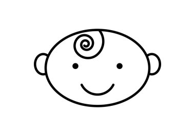 Beyaz arkaplanda siyah bebek kafası simgesi