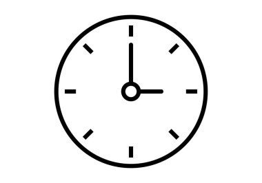 Beyaz arkaplanda siyah analog saat simgesi