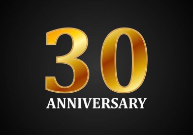 Siyah arka planda altınla 30 yıl dönümü