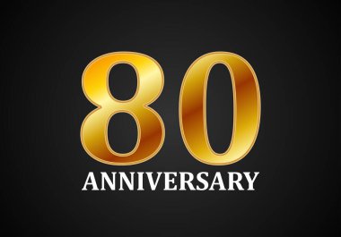 Siyah arkaplanda 80. altın yıldönümü