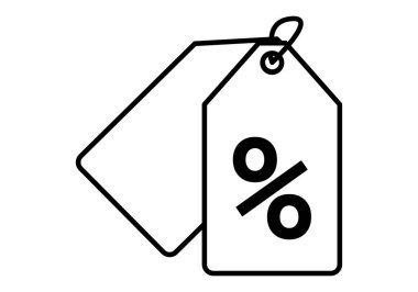 Yüzde satışı veya indirimi olan siyah fiyat simgesi