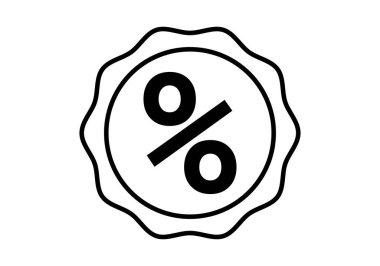 İndirim yüzdesi olan siyah damga ya da mühür simgesi