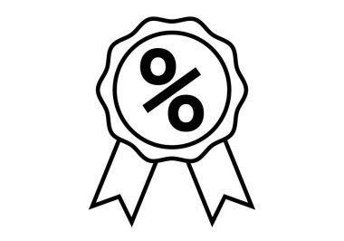 Madalya ve indirim yüzdesiyle siyah mühür simgesi