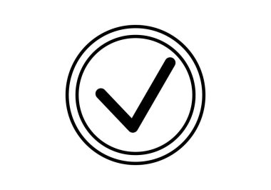 Black button icon with check mark clipart