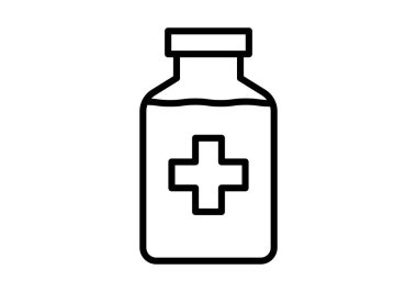 Beyaz arkaplanda siyah ilaç şişesi simgesi