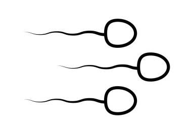 Beyaz arkaplanda siyah sperm simgesi