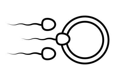 Döllenme veya üreme için yumurtayı dölleyen siyah sperm ikonu