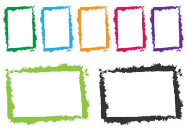 Yeşil, mavi, turuncu, mor, pembe ve siyah fırça darbesi çerçeve simgesi