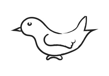 Siyah fırça darbesiyle çizilmiş kuş resmi